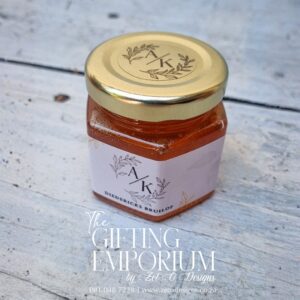 Personalised honey jars with custom labels wedding favours