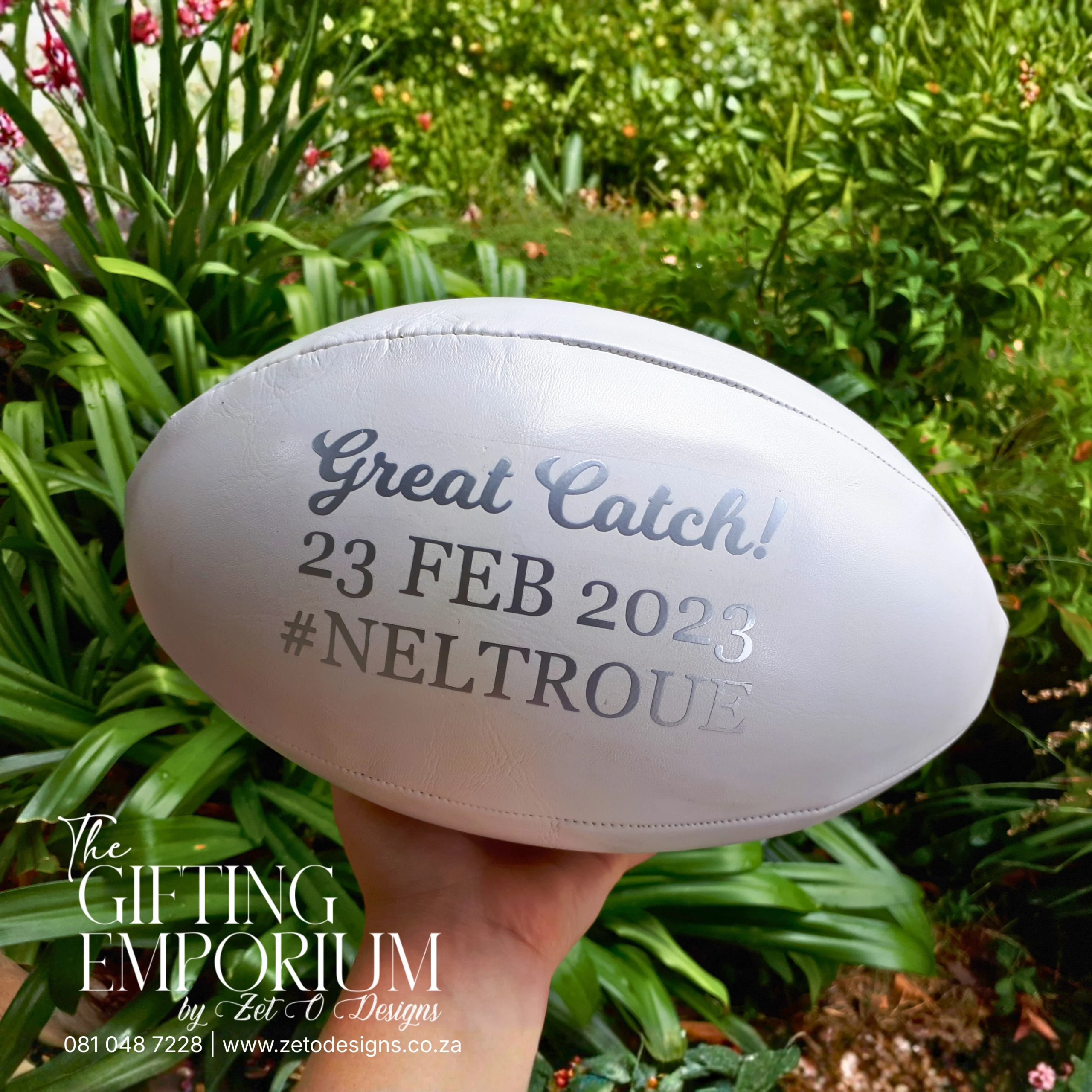Genuine leather rugby ball display piece