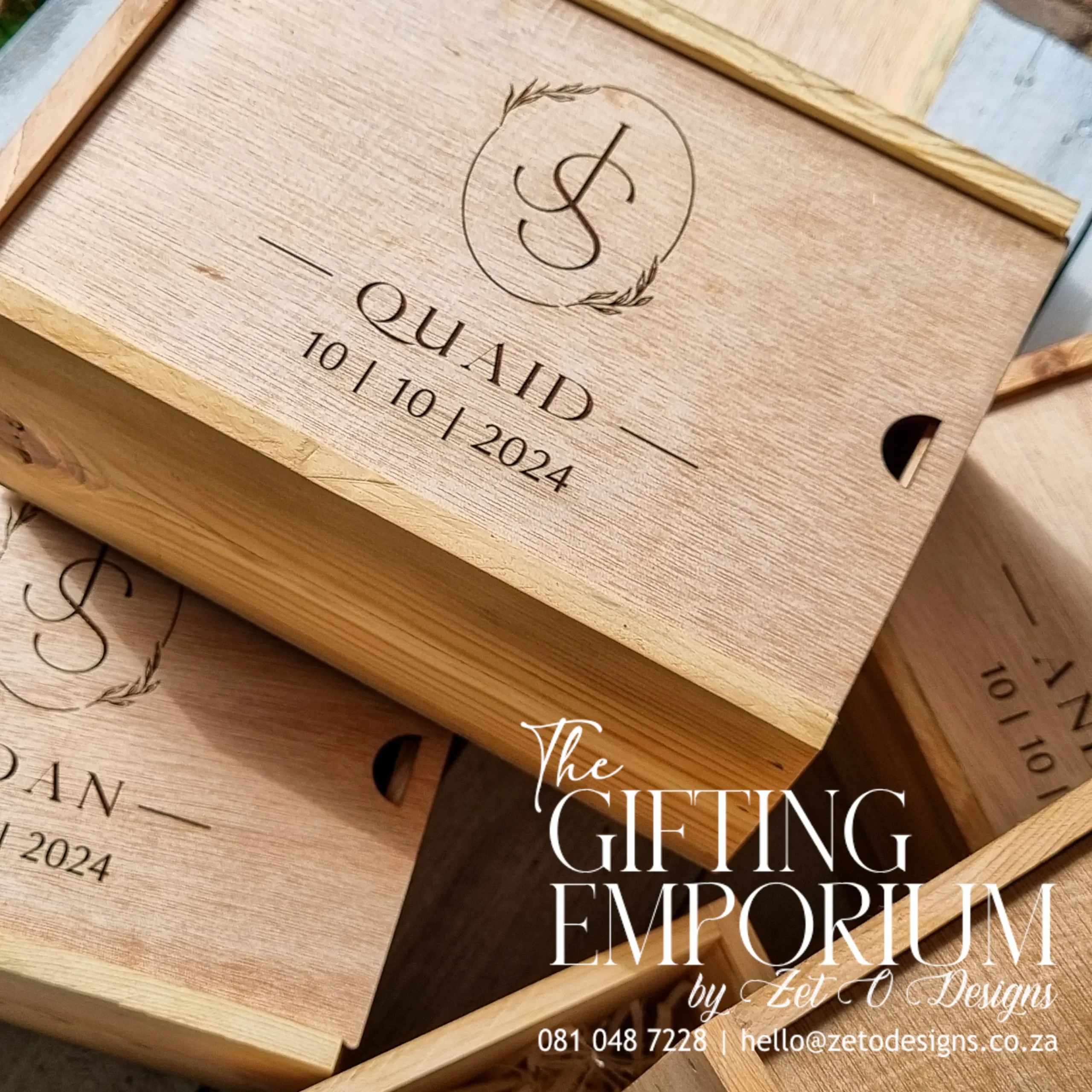 Engraved wooden gift box for special occasions