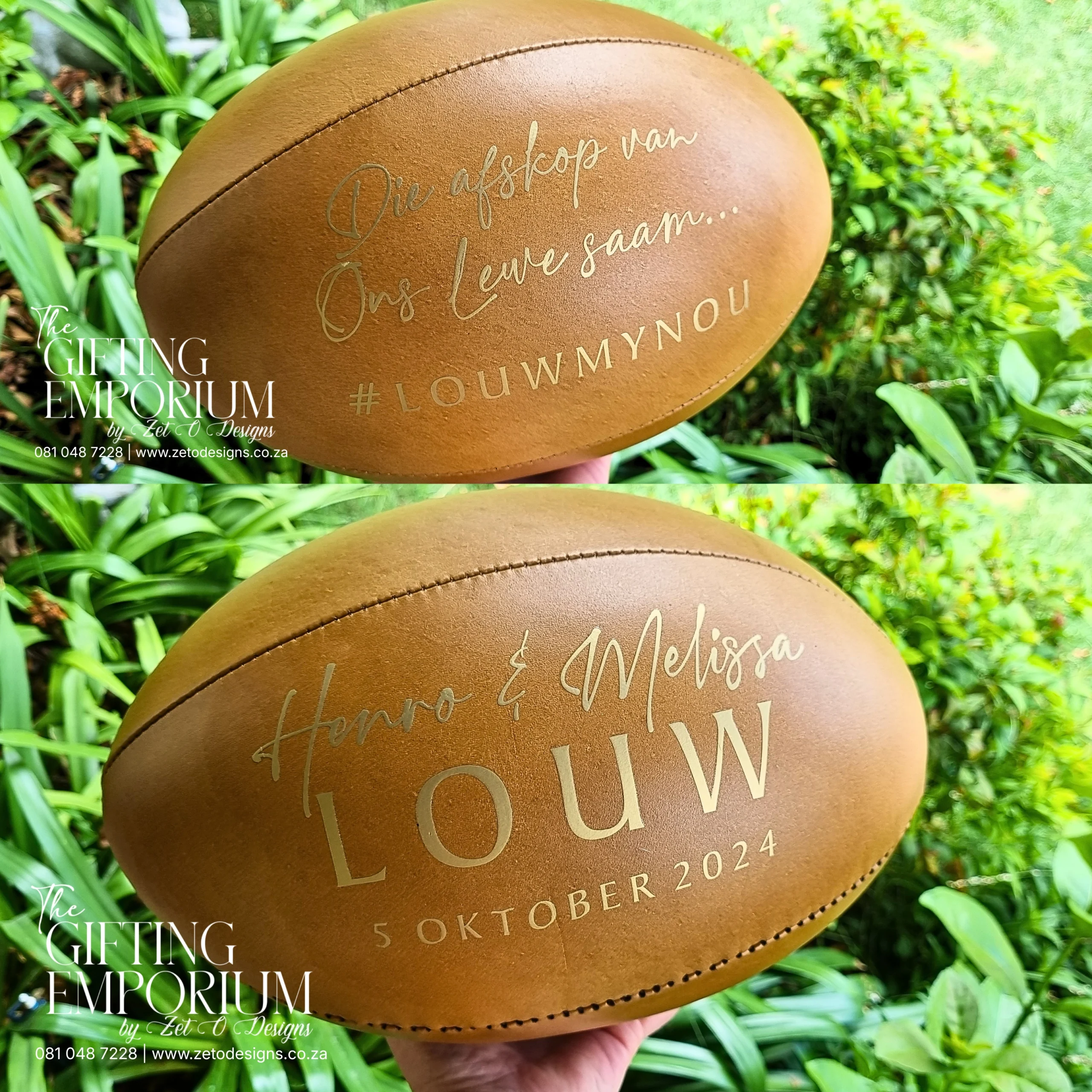 Genuine leather rugby ball handmade and hand stitched