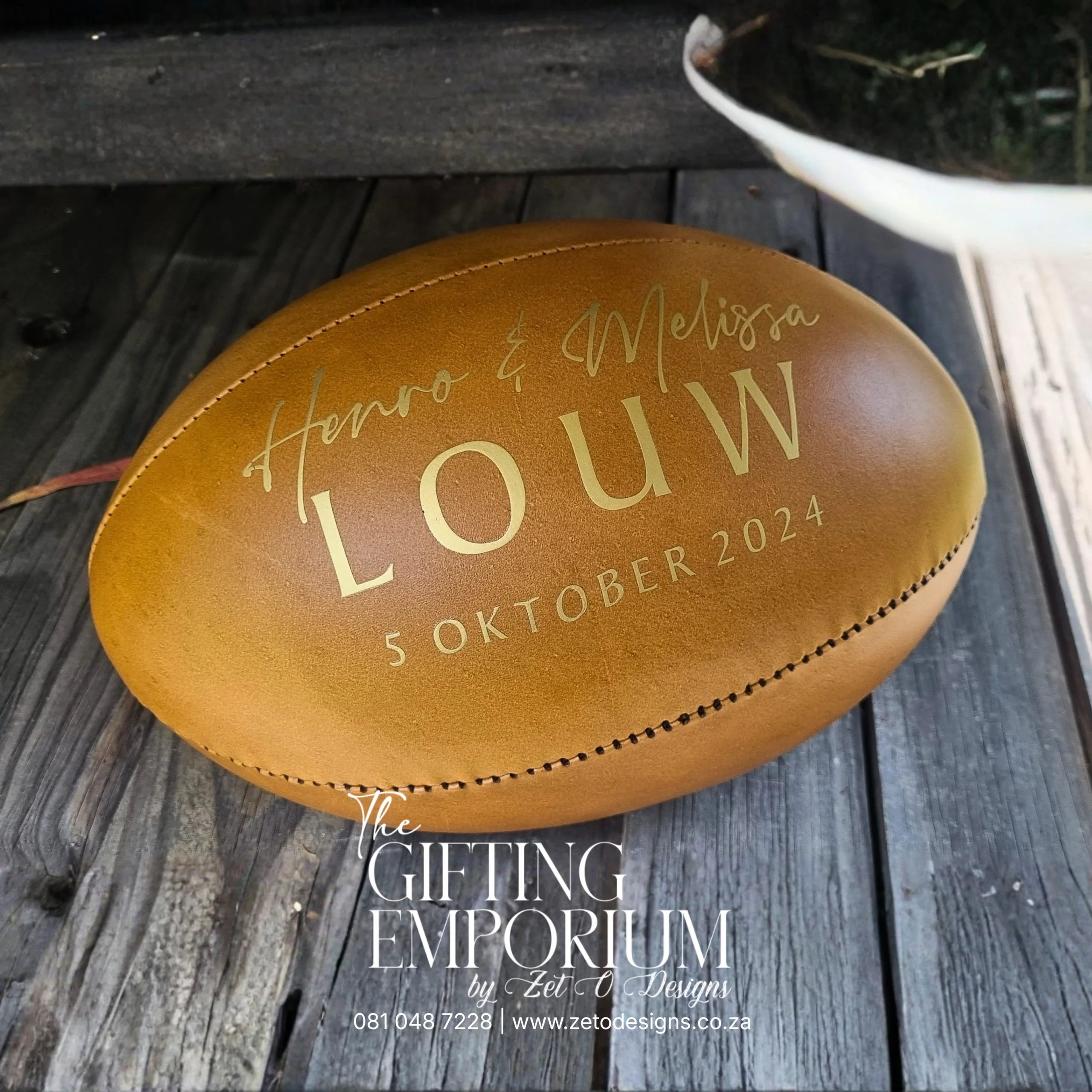 Genuine leather rugby ball handmade and hand stitched