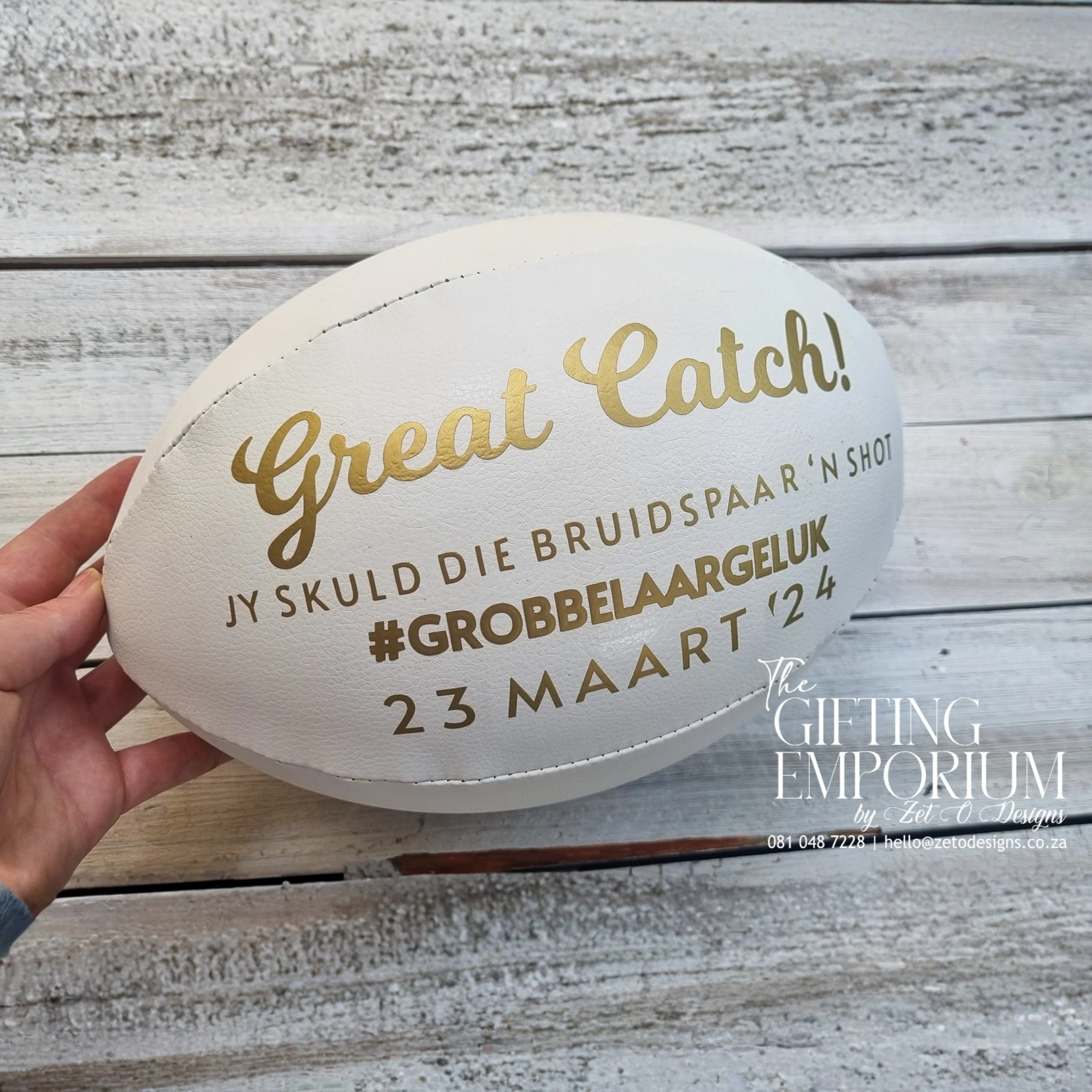 Genuine leather rugby ball custom keepsake