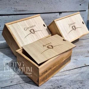 Personalised wooden gift box with custom engraving