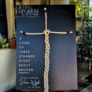 Cord of three strands wedding modern black canvas unity set