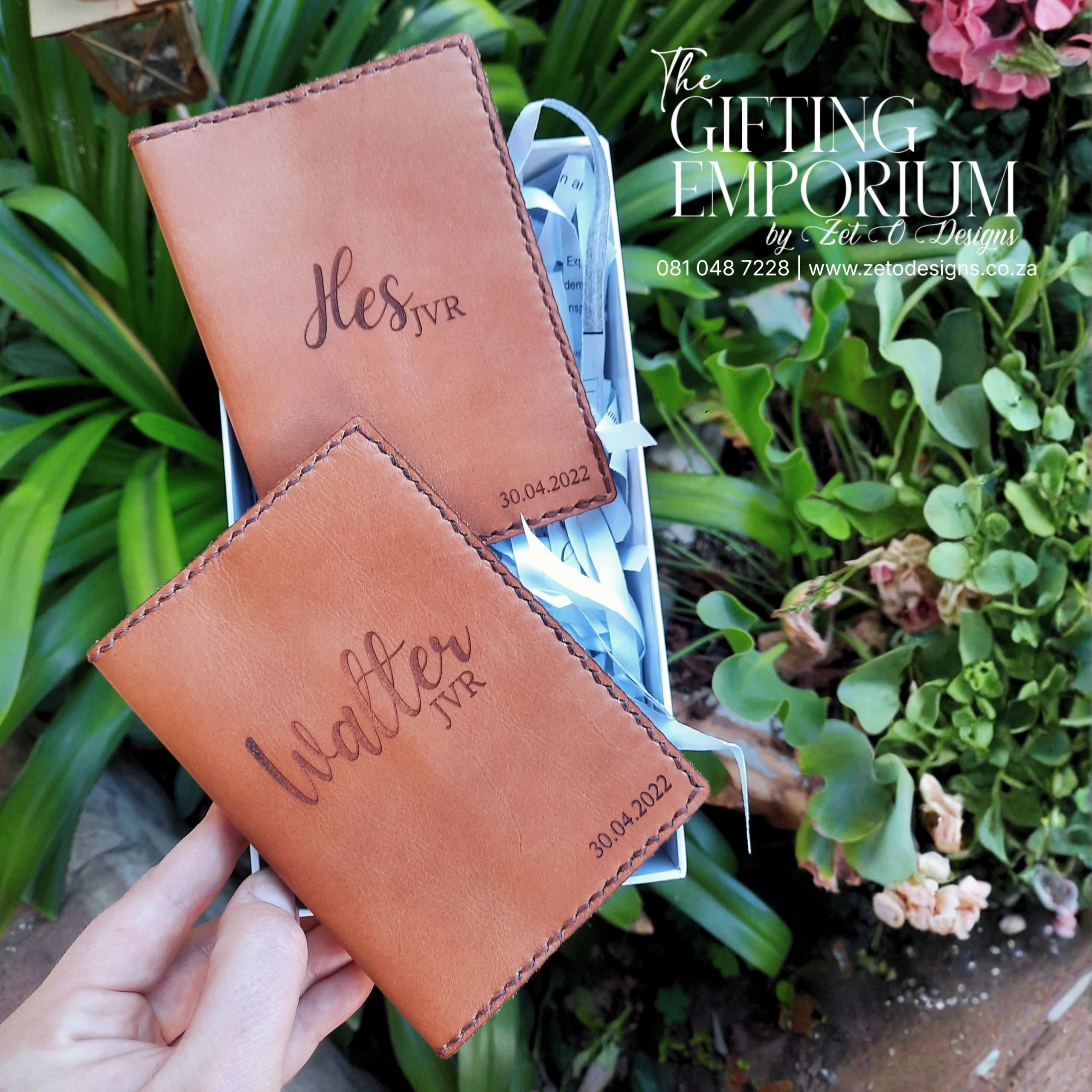 Genuine leather passport cover personalised engraving