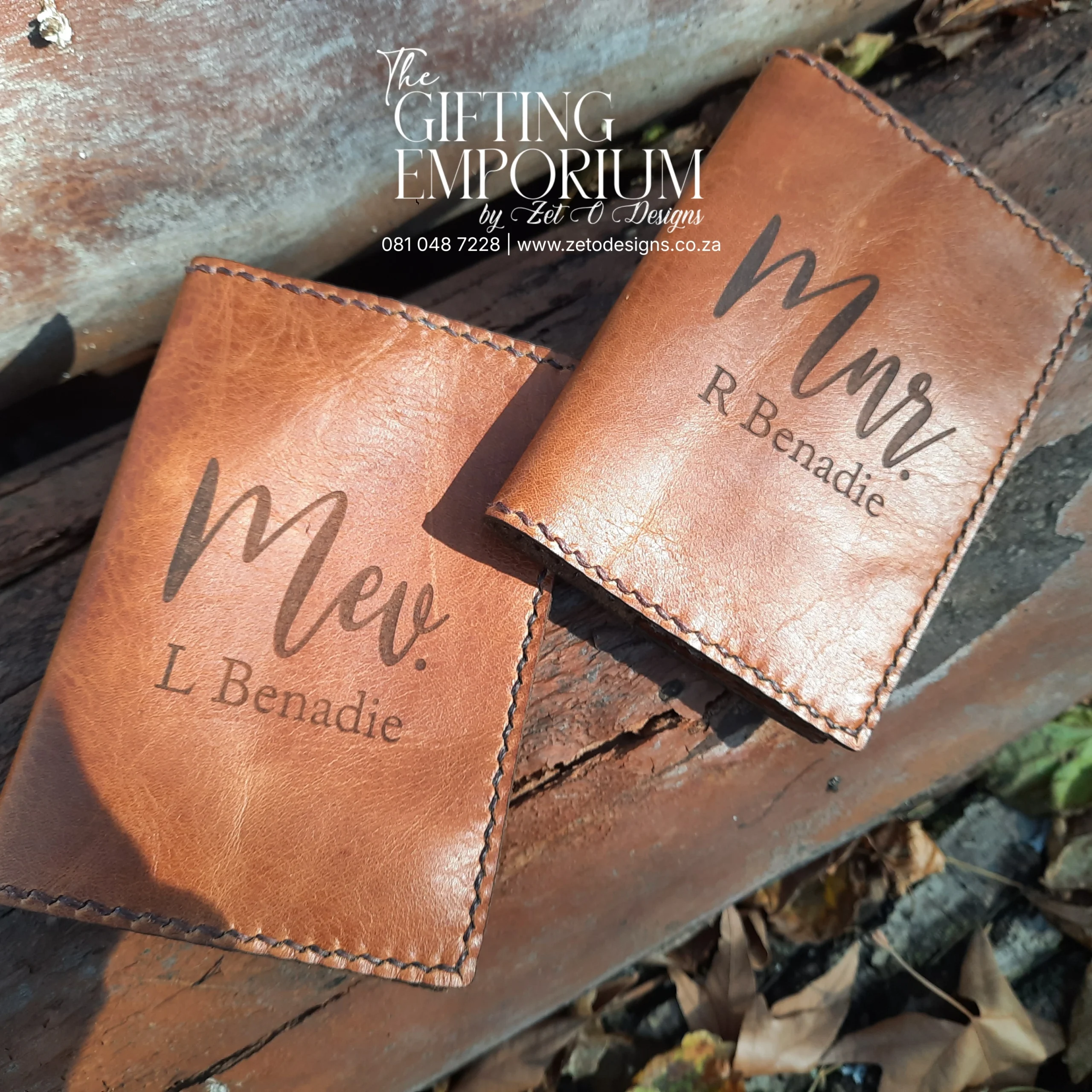 Genuine leather passport cover personalised engraving