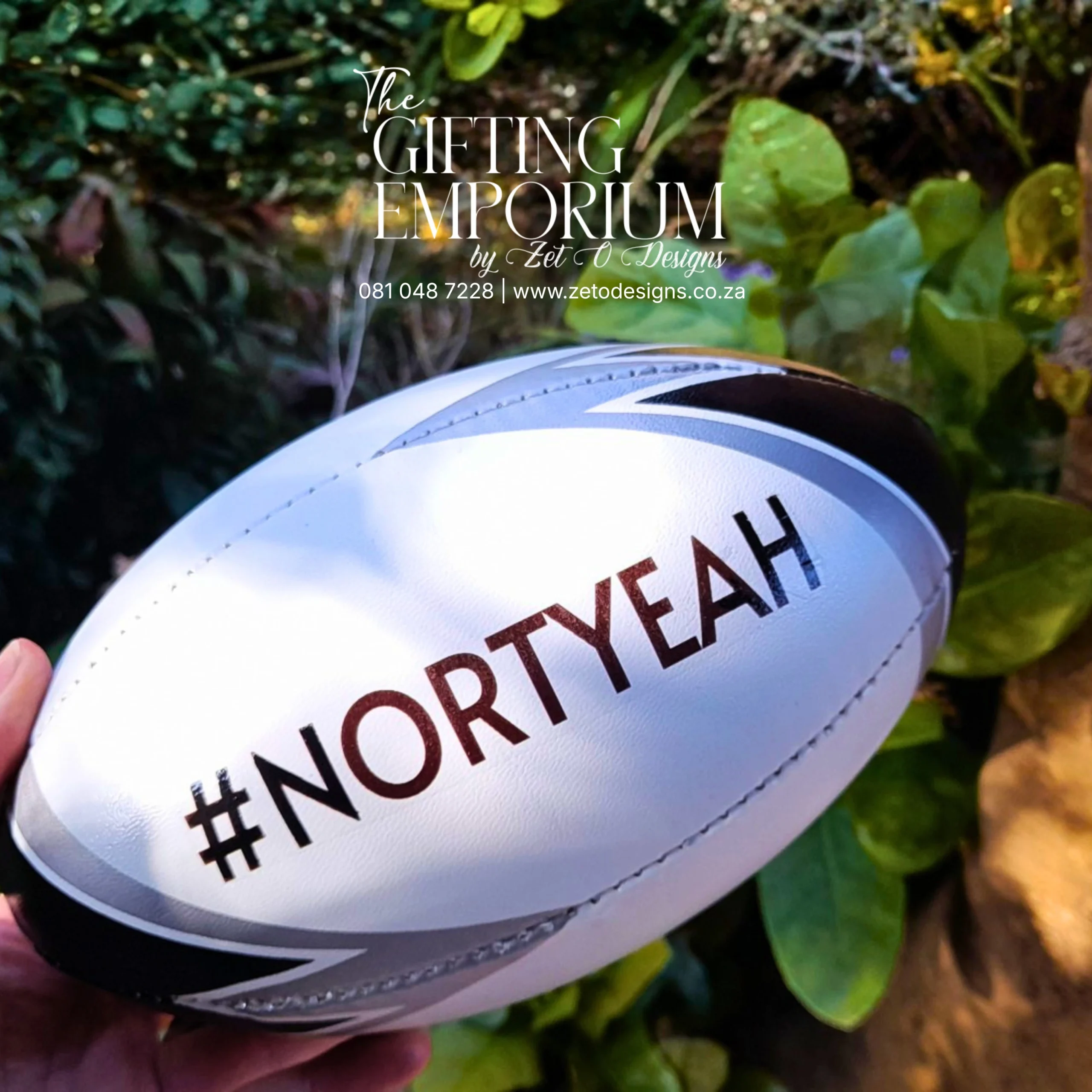 Custom printed size 2 rugby ball close-up