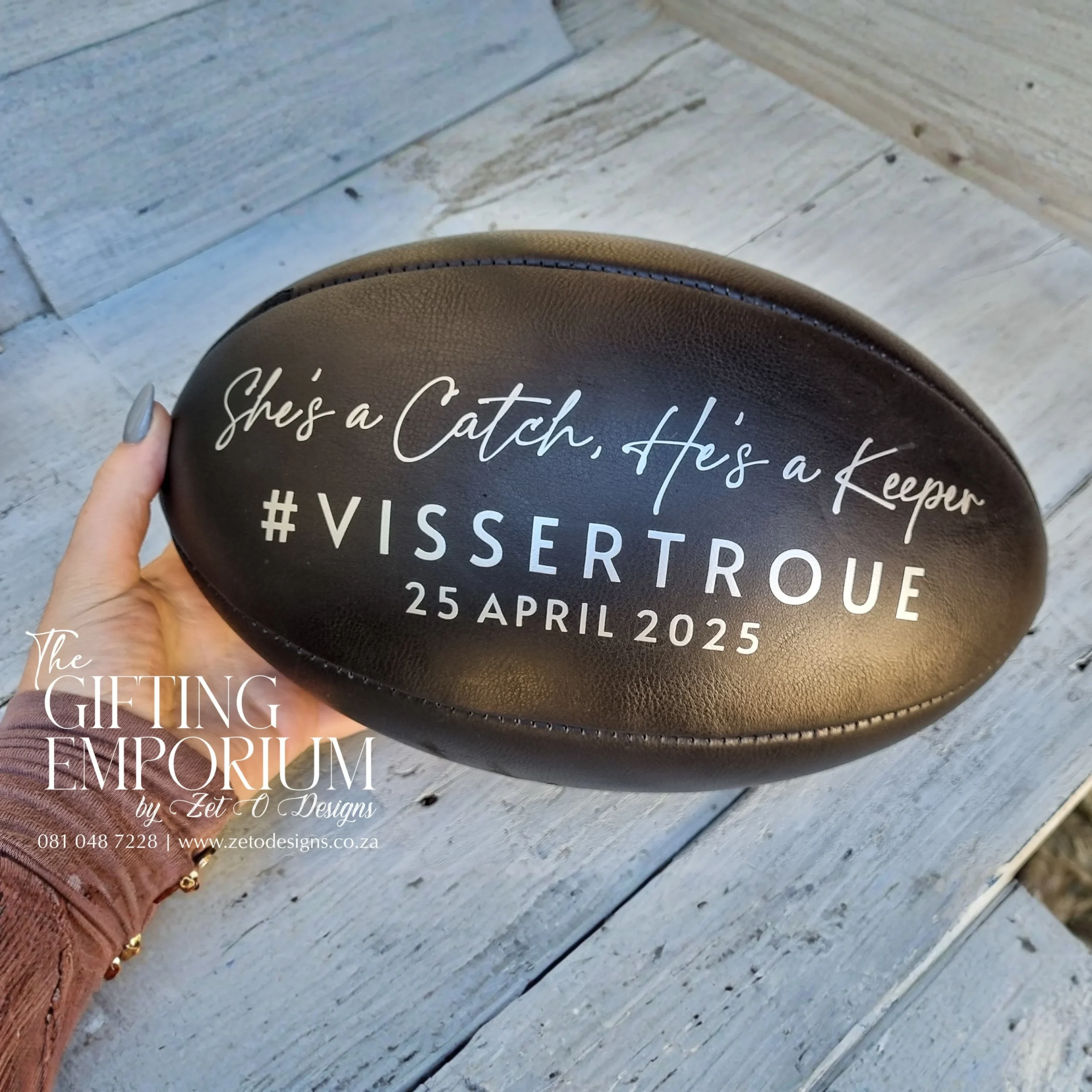 Hand stitched rugby ball natural leather texture