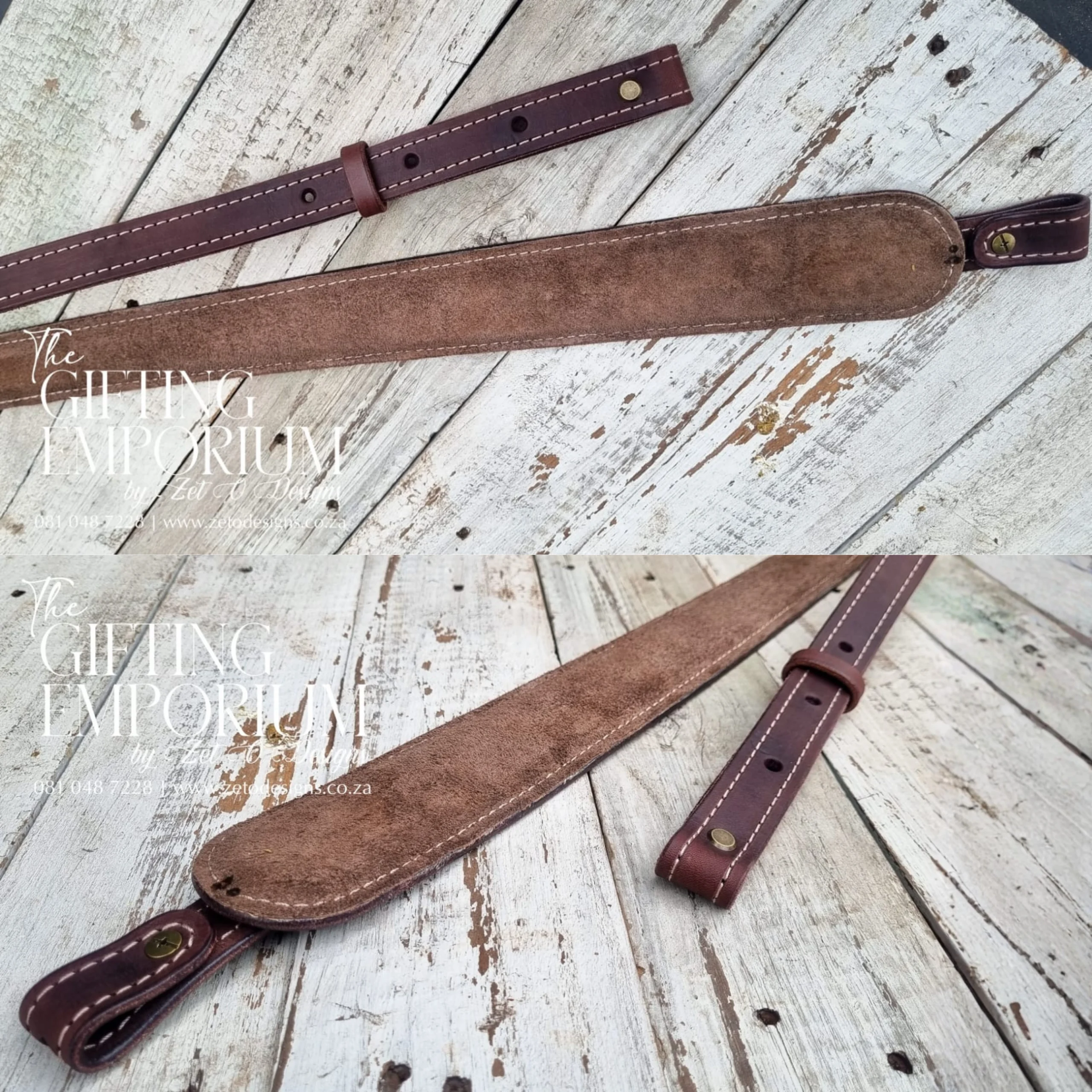 Luxury engraved rifle sling made from premium vegetable-tanned leather