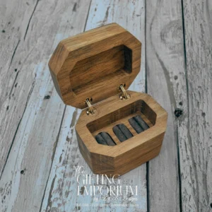 Artisan Triple Ring Box handcrafted from Ash wood Engraved Ash wood triple ring box Luxury wooden wedding ring box Personalised triple ring holder Ash hardwood ring box with suede lining