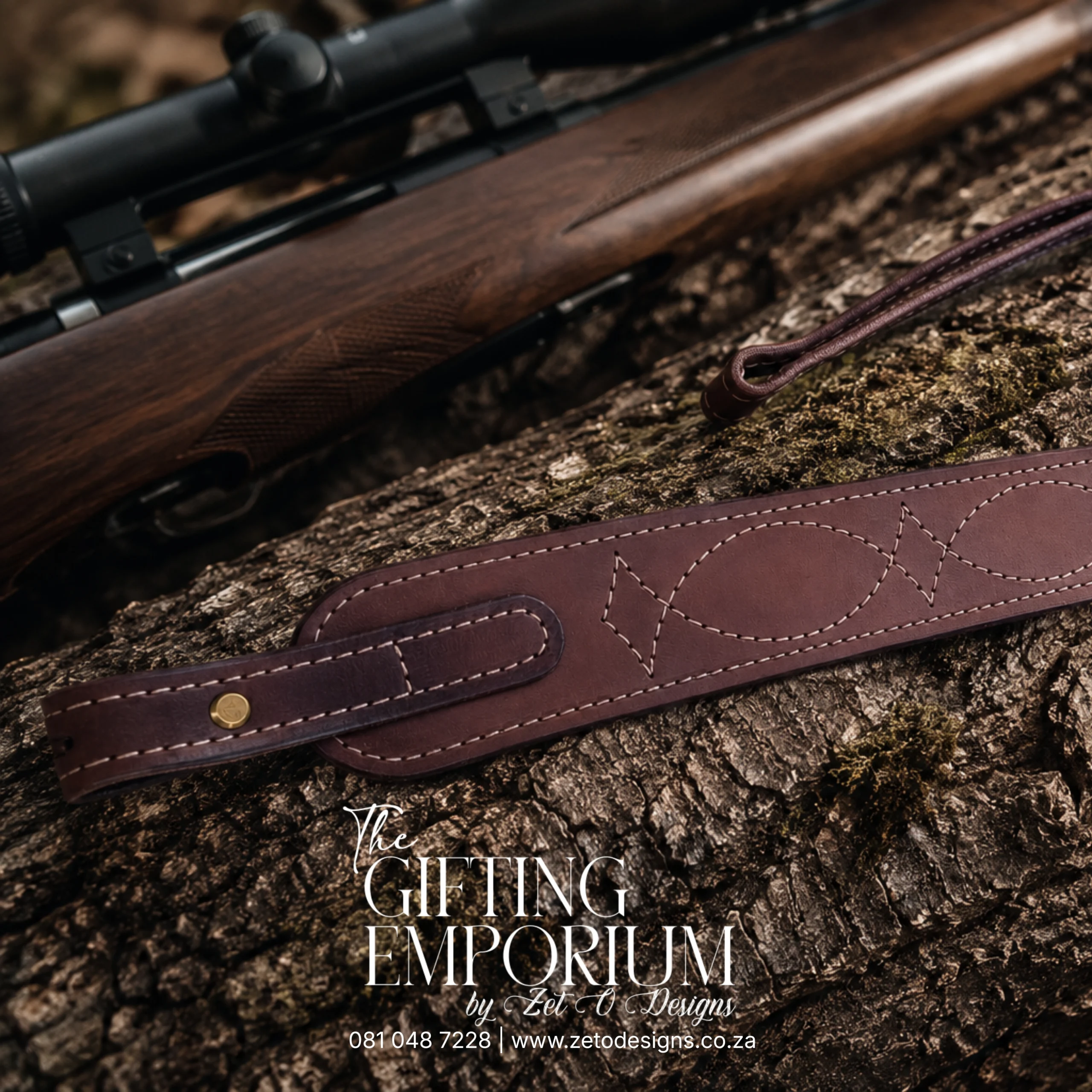 Luxury handmade hunting rifle sling crafted from genuine vegetable-tanned leather