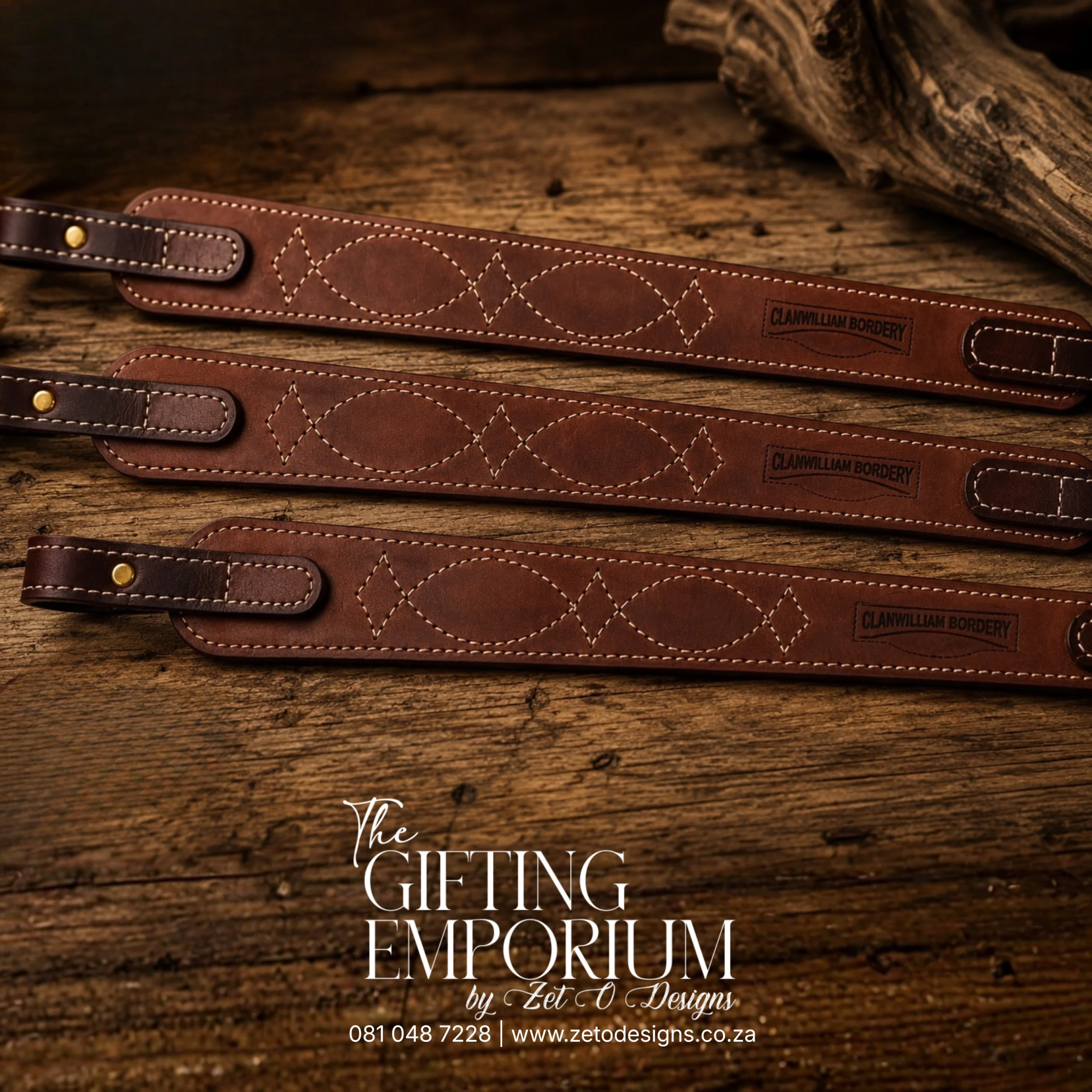 Custom engraved leather rifle sling personalised with name or logo
