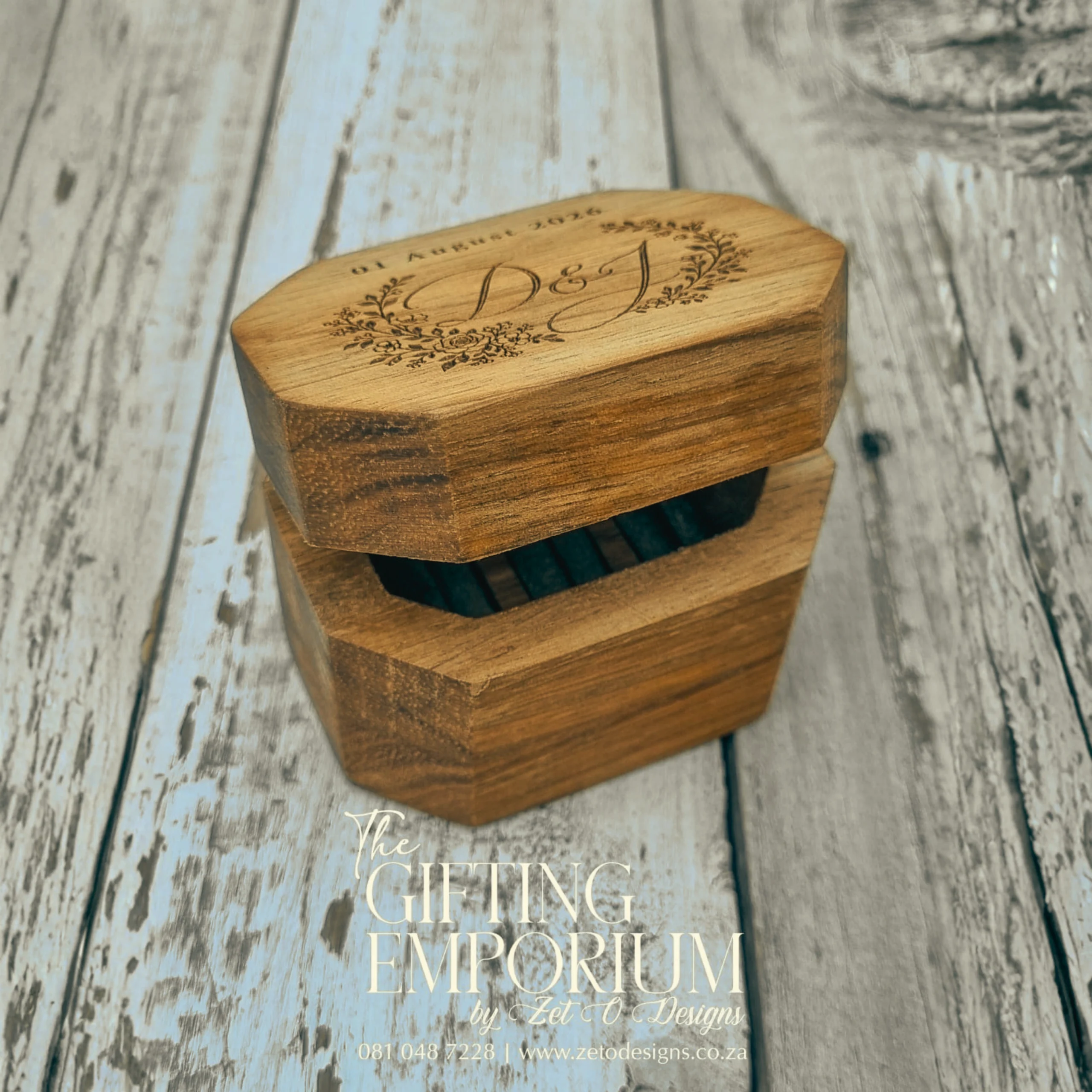 Artisan Triple Ring Box handcrafted from Ash wood