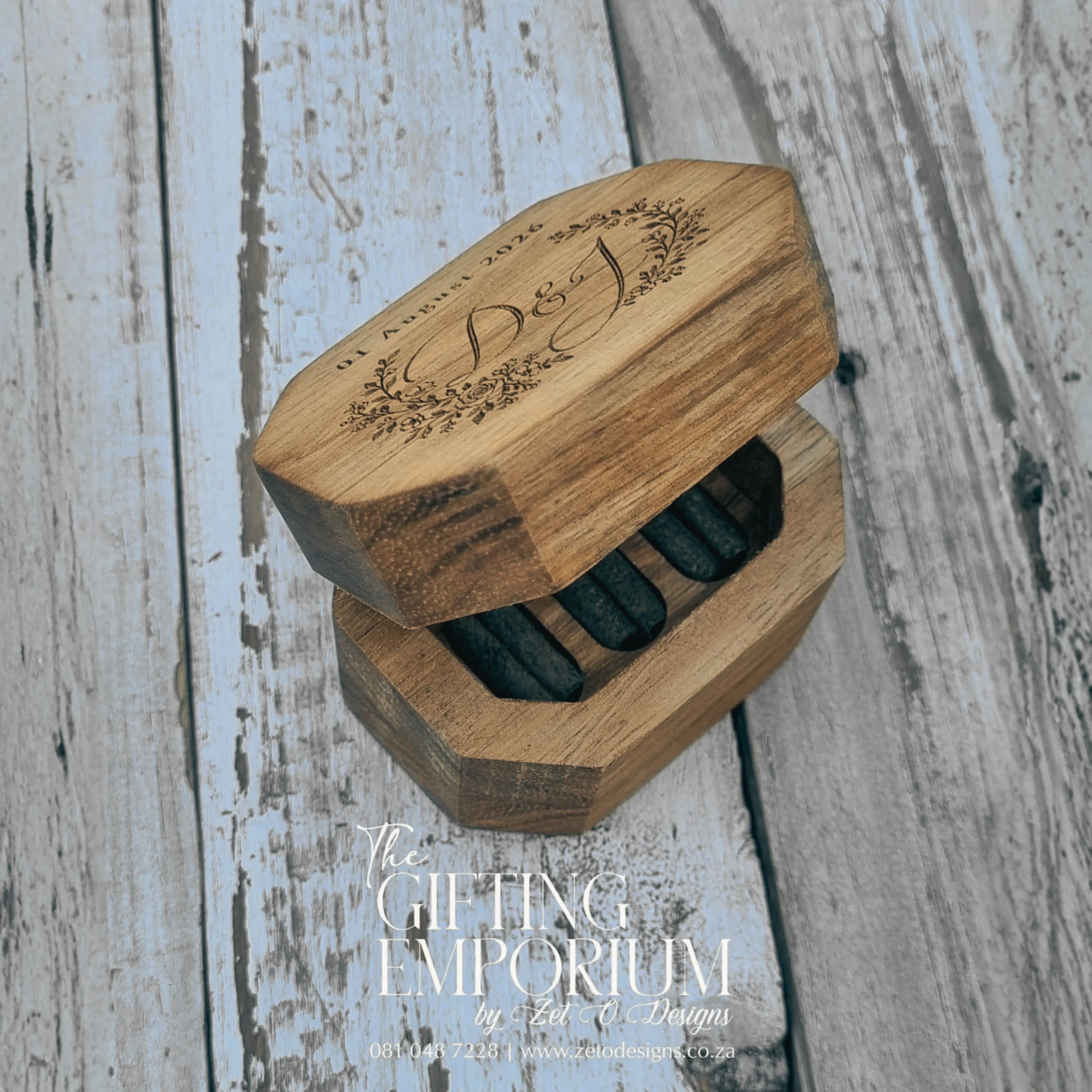 Artisan Triple Ring Box handcrafted from Ash wood