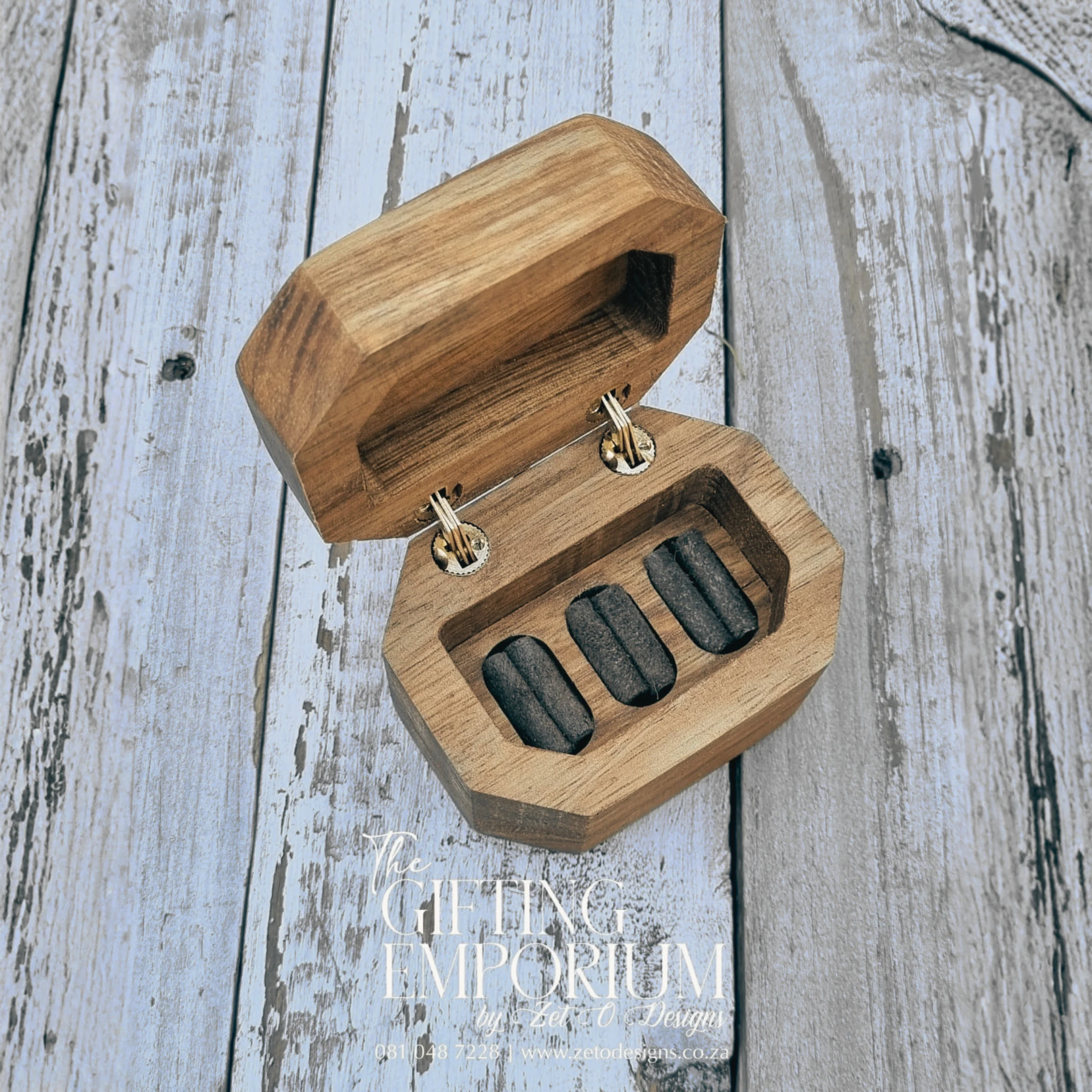 Artisan Triple Ring Box handcrafted from Ash wood