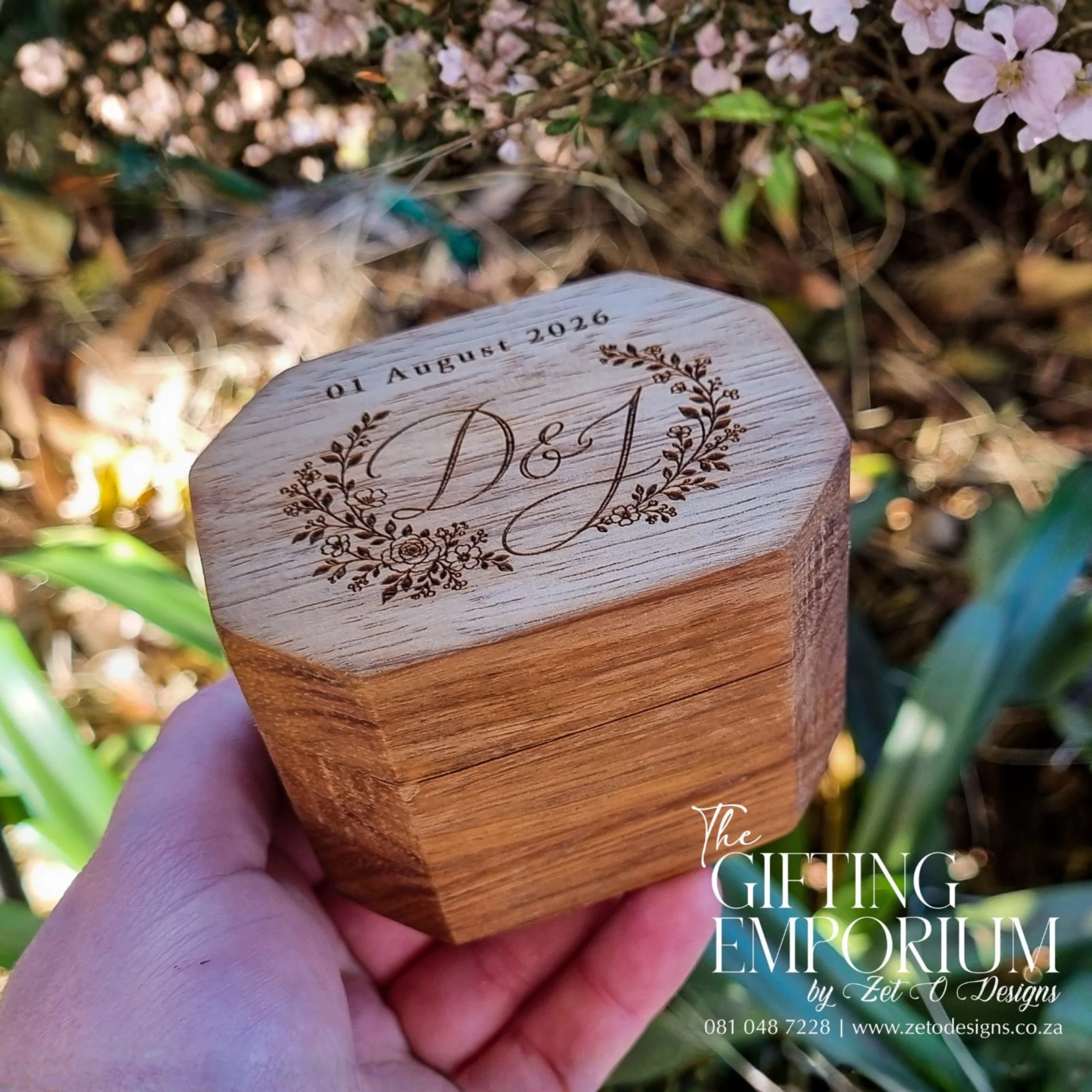 Artisan Triple Ring Box handcrafted from Ash wood
