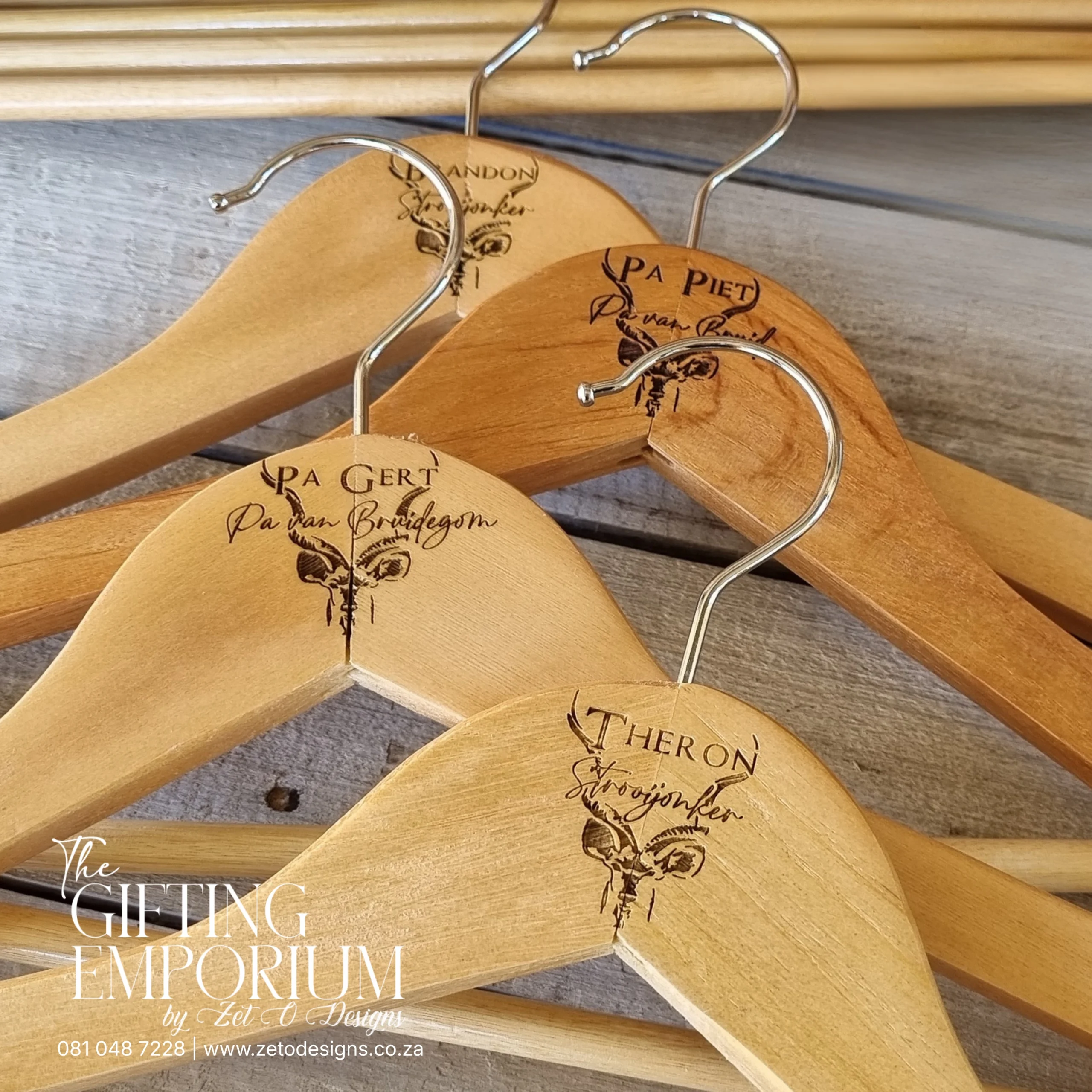 Handmade personalised wooden hanger by Zet O Designs