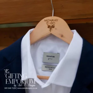 Personalised wooden hanger with engraved Kudu motif.